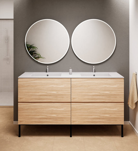 Aurora – Double Corian® Basin Unit with 4 Drawers and Feet-Standing Vanity - ROVALUX