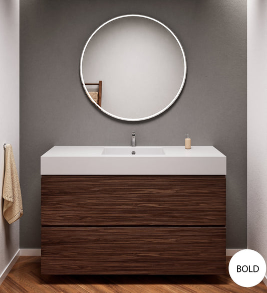 Aurora Single Set – Corian Sink & Countertop with 2 Drawers Vanity - ROVALUX