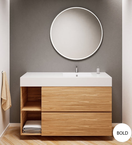 Aurora – Corian® Basin Unit with 2 Drawers and 2 Side Shelves - ROVALUX