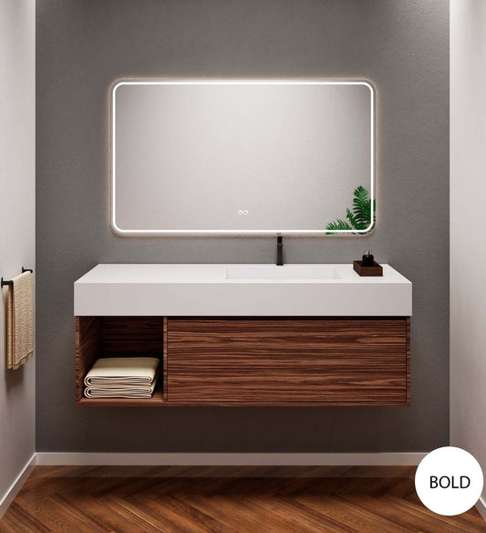 Aurora Frame – Corian® Basin with 1 Drawer and Side Shelf - ROVALUX