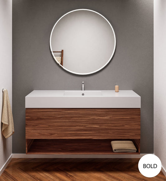 Aurora - Plan vasque en Corian® & Meuble à 1 tiroir avec niche horizontale