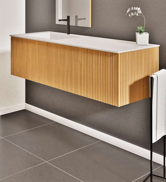 Fluvia Single Classic Set – Corian® Sink & Countertop with 1 Main Drawer & Concealed Inner Drawer - ROVALUX