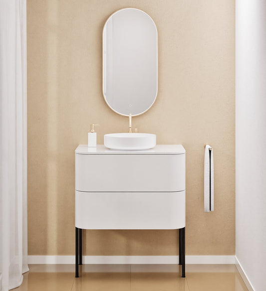 Serenia Rise Single Set With Supporting Legs - Corian® Sink & Countertop with 2 Drawers - ROVALUX