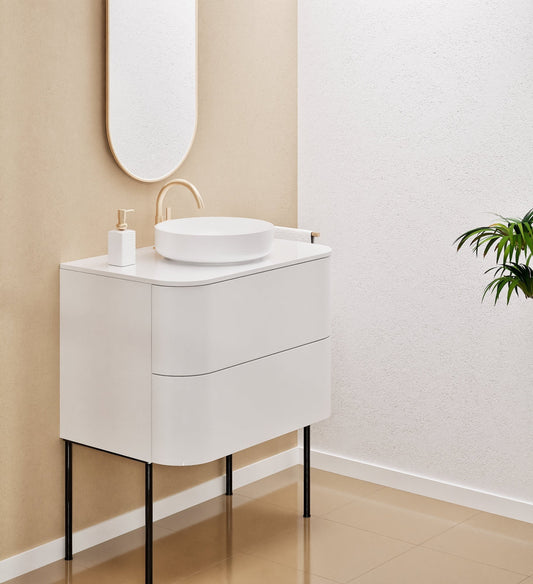 Serenia Rise Single Set With Supporting Legs - Corian® Sink & Countertop with 2 Drawers - ROVALUX