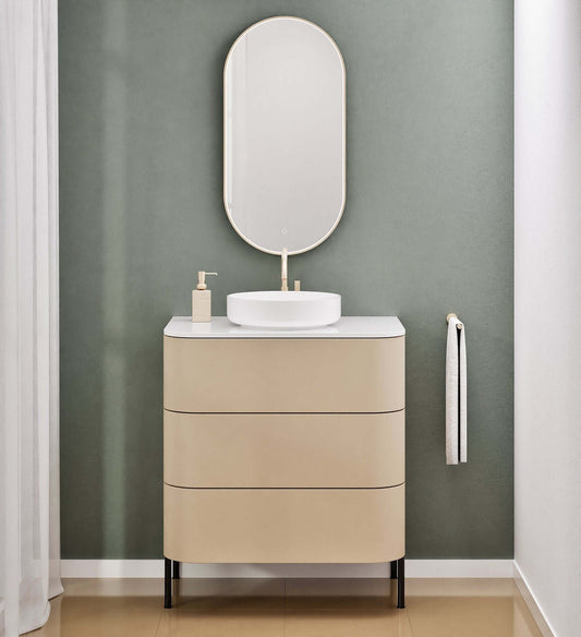 Serenia Rise Single Set with Supporting Legs - Corian® Sink & Countertop with 3 Drawers - ROVALUX