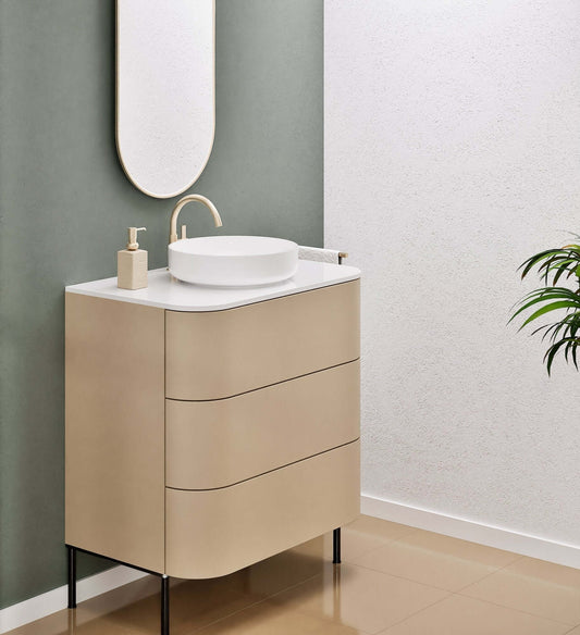 Serenia Rise Single Set with Supporting Legs - Corian® Sink & Countertop with 3 Drawers - ROVALUX