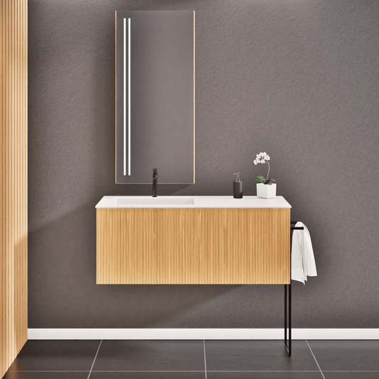 Fluvia Flow Single Classic Set – Corian® Sink & Countertop, 1 Main Drawer + Concealed Inner Drawer