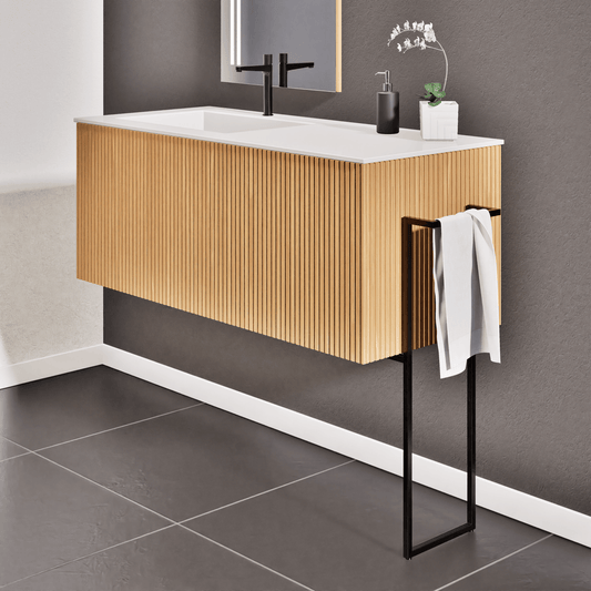 Fluvia Flow Single Classic Set – Corian® Sink & Countertop, 1 Main Drawer + Concealed Inner Drawer