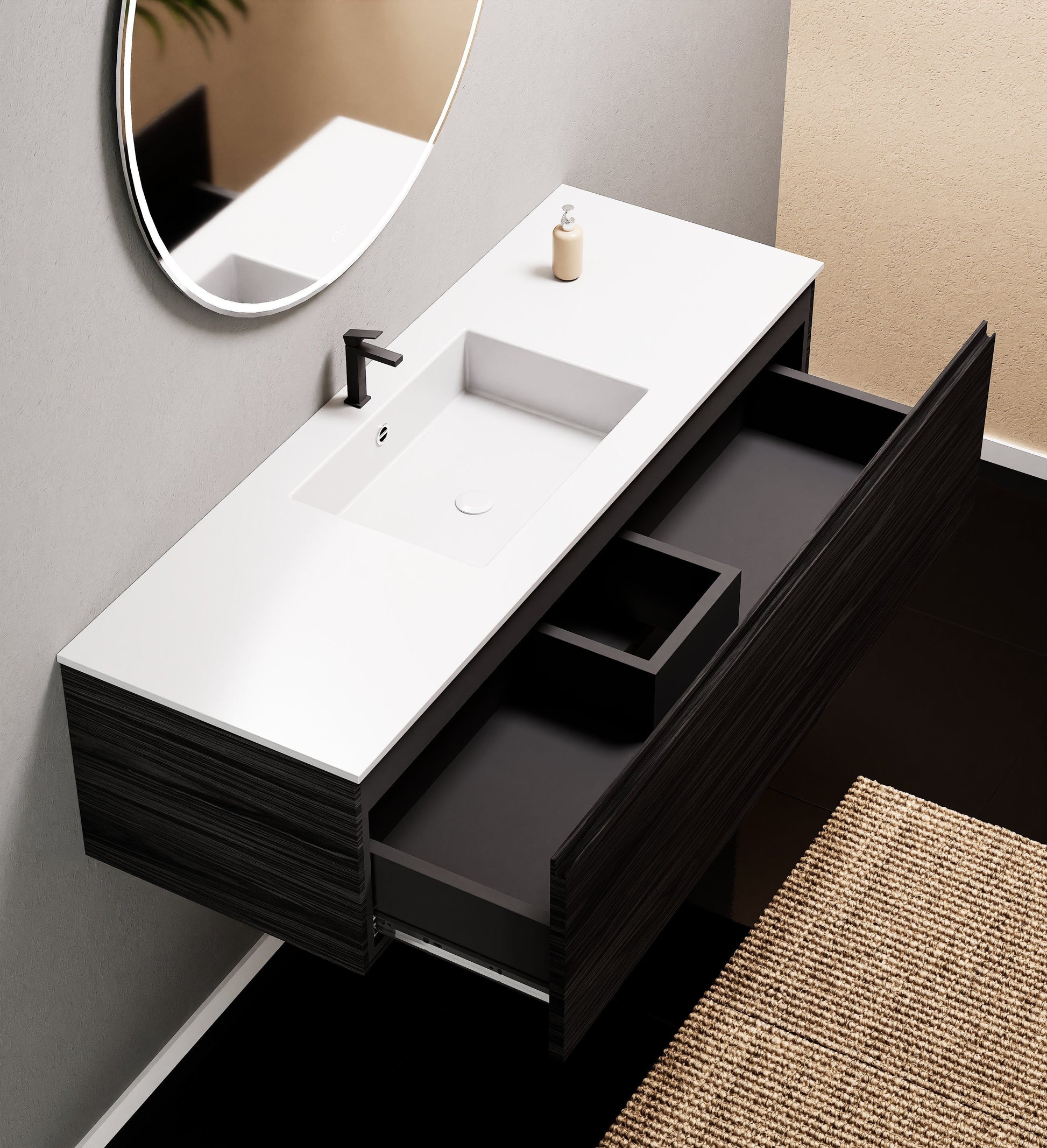 ecomposer-wood color-black-wood, ecomposer-sink color-designer-white