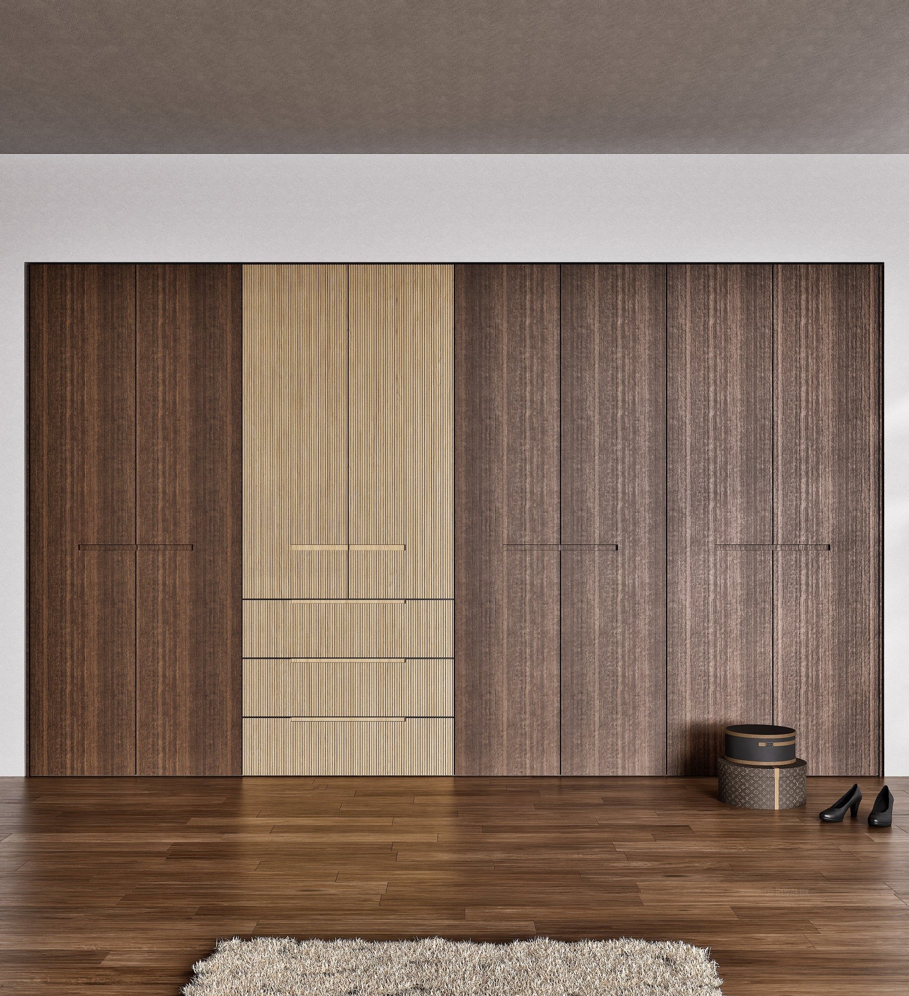 Fluvia Trama - Customizable dressing wardrobe with hinged doors - Rovalux
