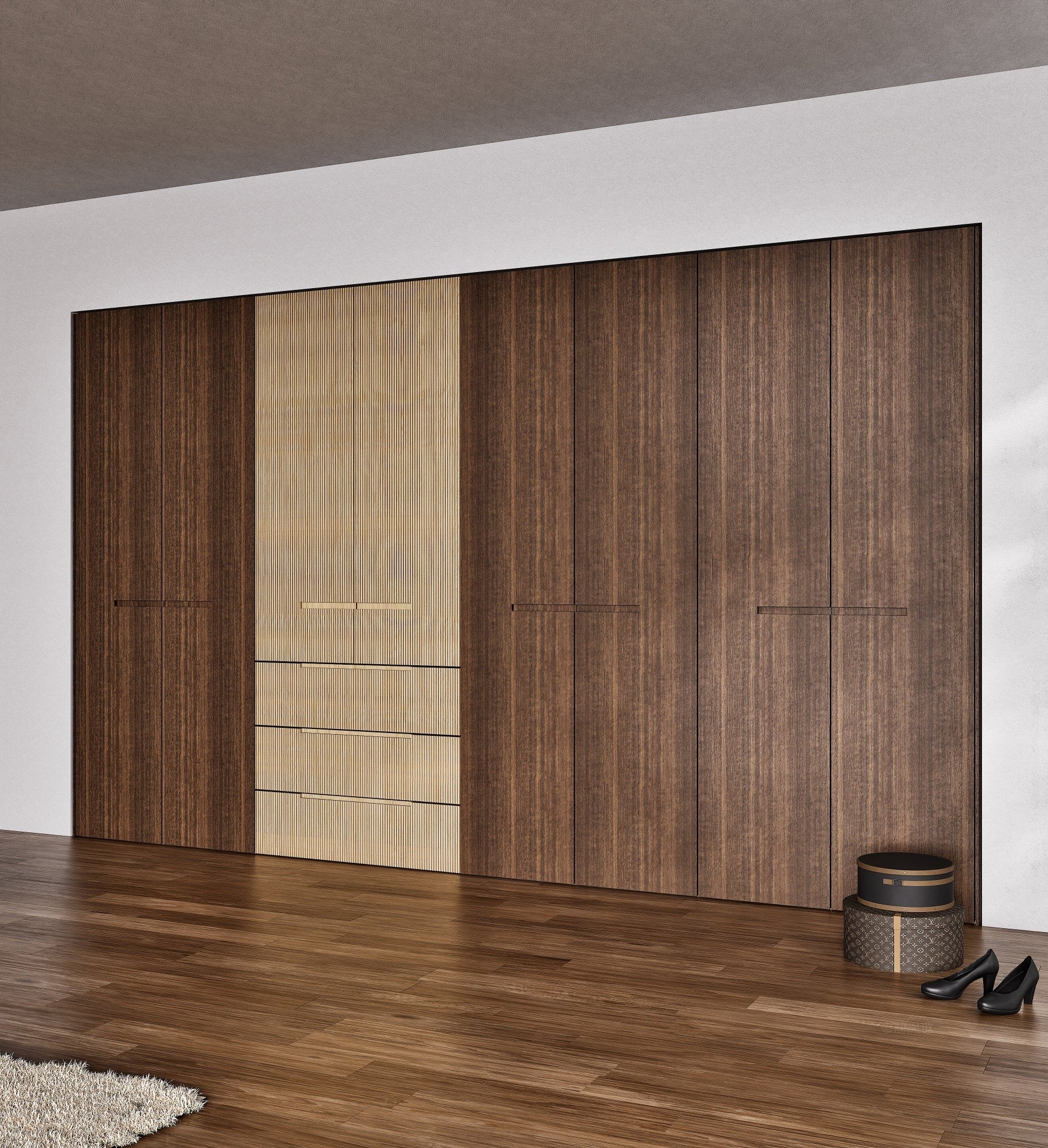 Fluvia Trama - Customizable dressing wardrobe with hinged doors - Rovalux