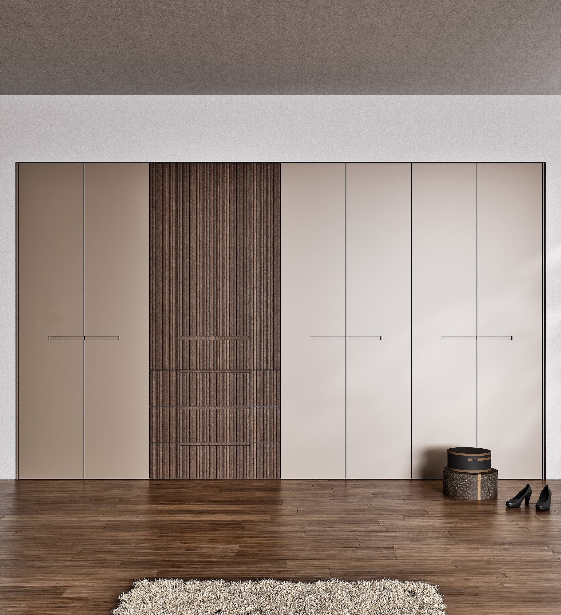 Fluvia Trama - Customizable dressing wardrobe with hinged doors - Rovalux