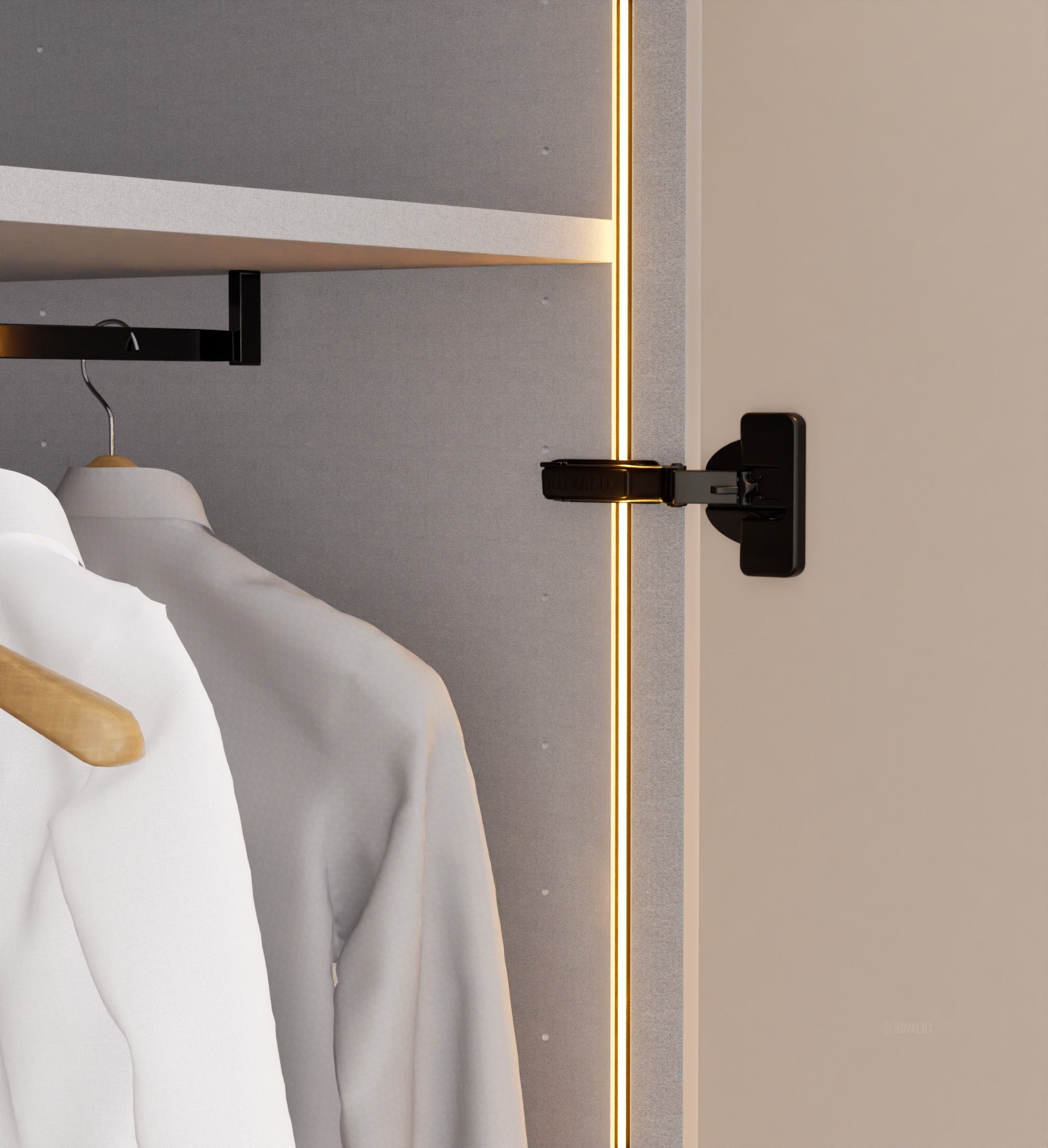 Fluvia Trama - Customizable dressing wardrobe with hinged doors - Rovalux