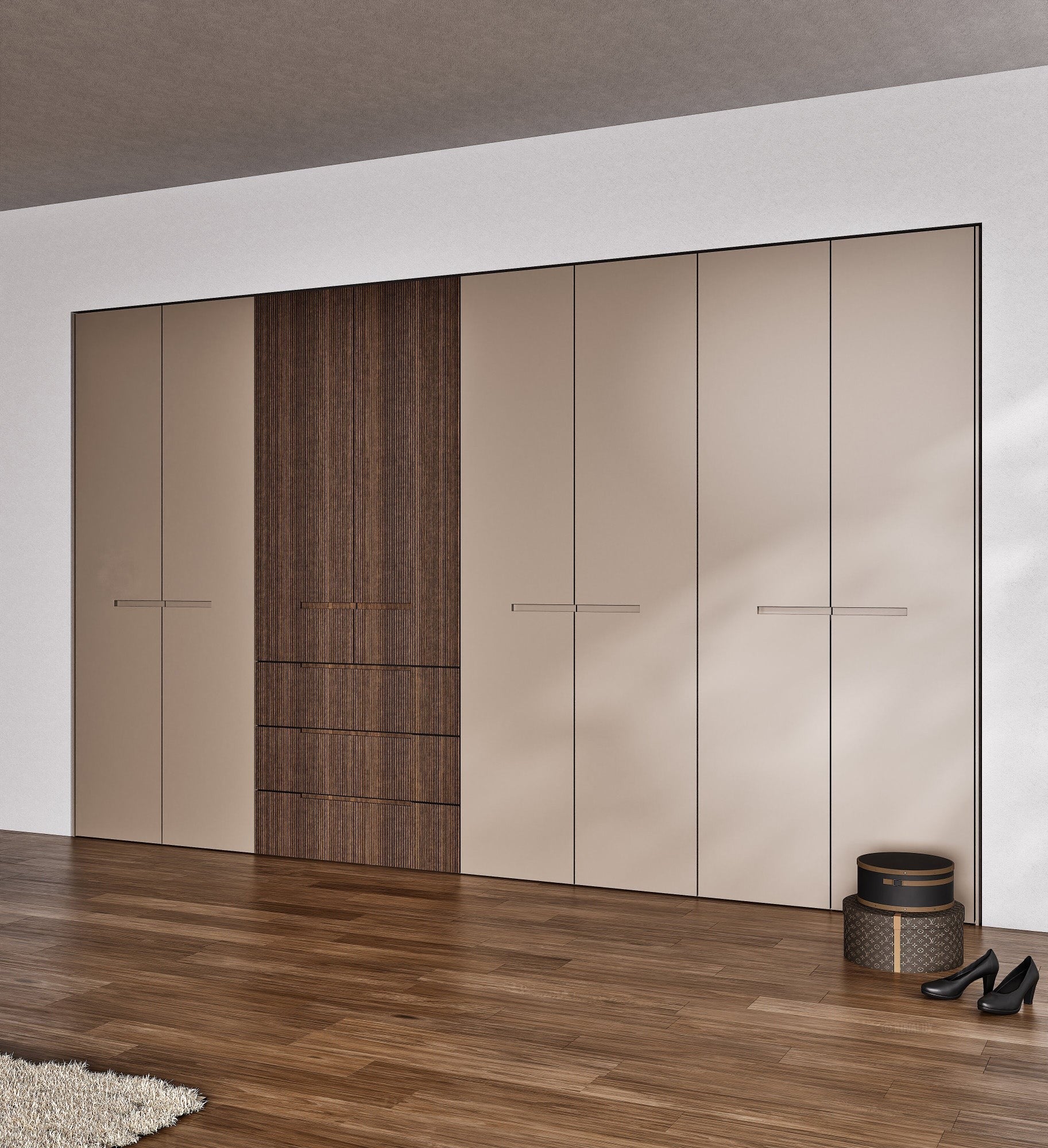 Fluvia Trama - Customizable dressing wardrobe with hinged doors - Rovalux