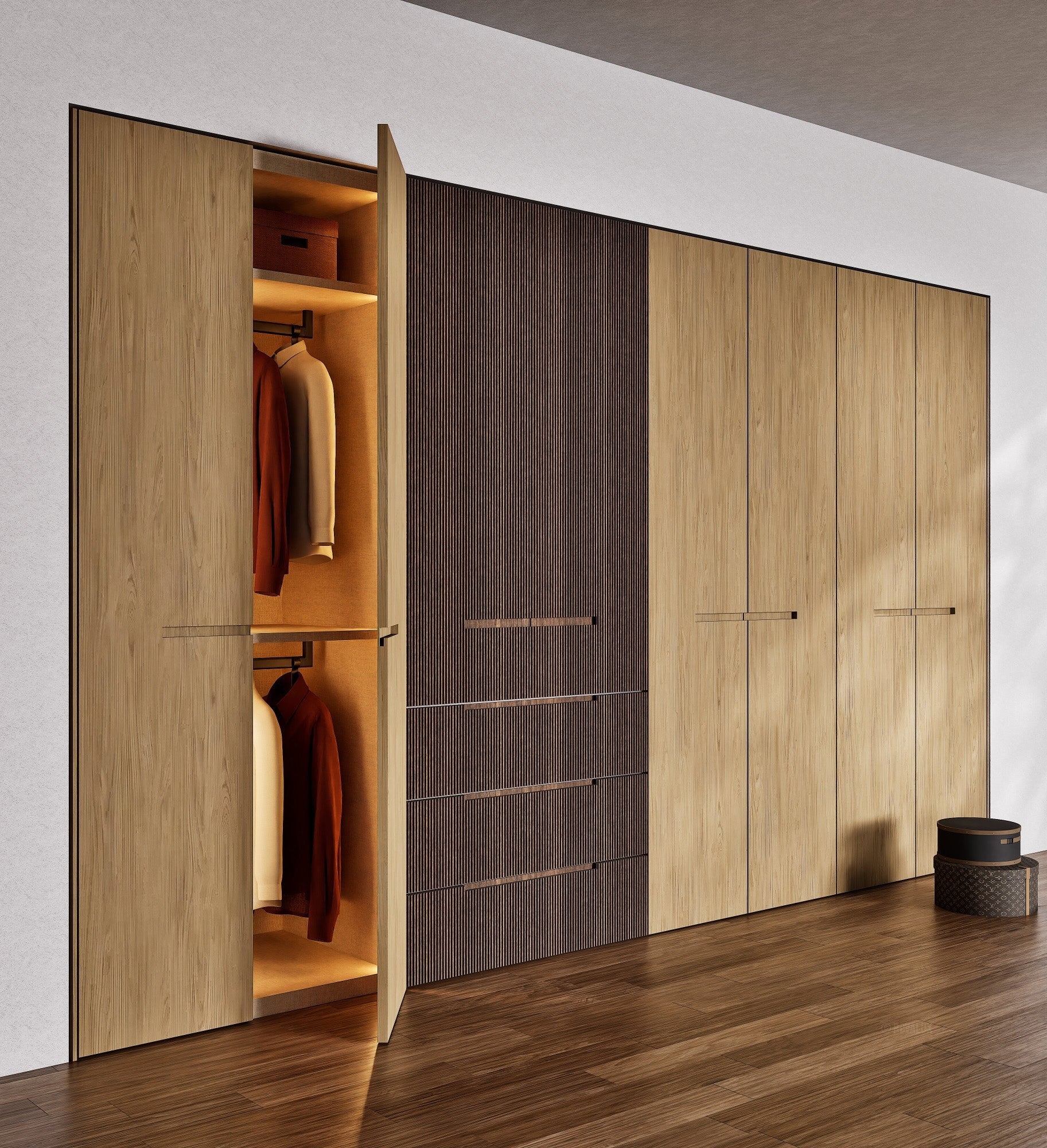 Fluvia Trama - Customizable dressing wardrobe with hinged doors - Rovalux