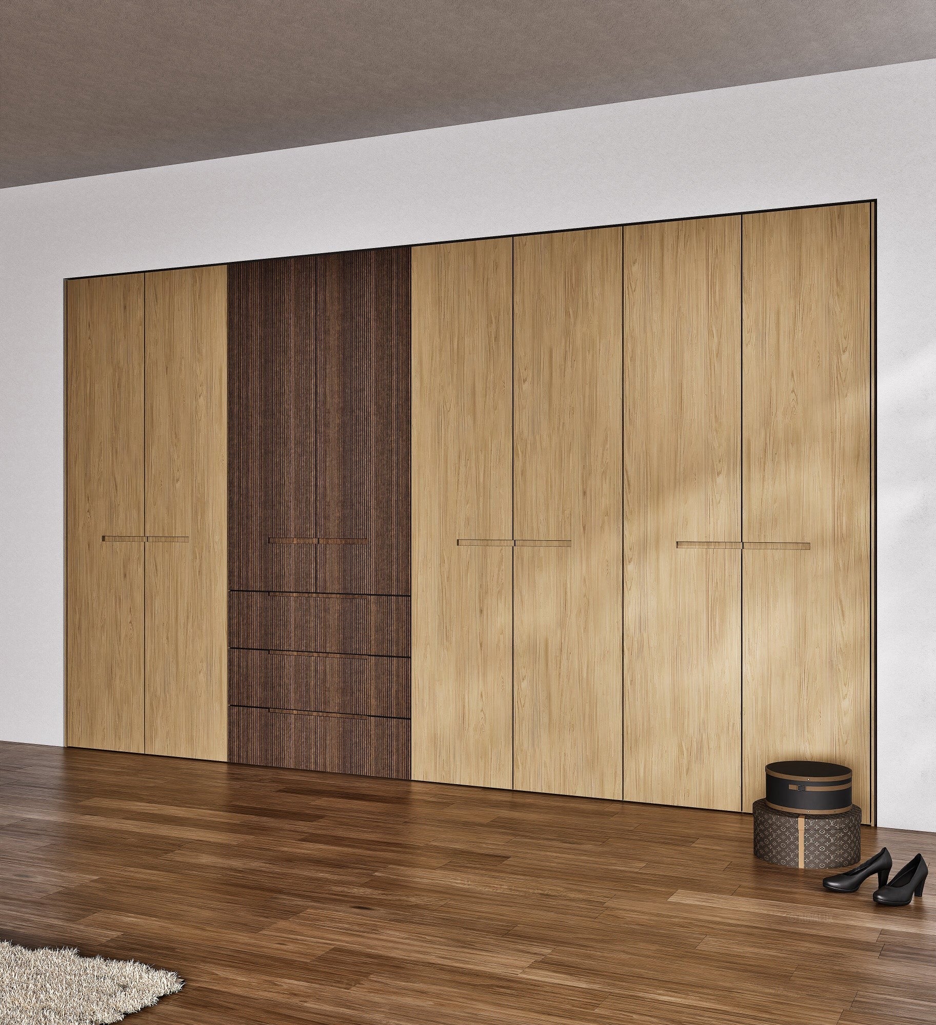 Fluvia Trama - Customizable dressing wardrobe with hinged doors - Rovalux