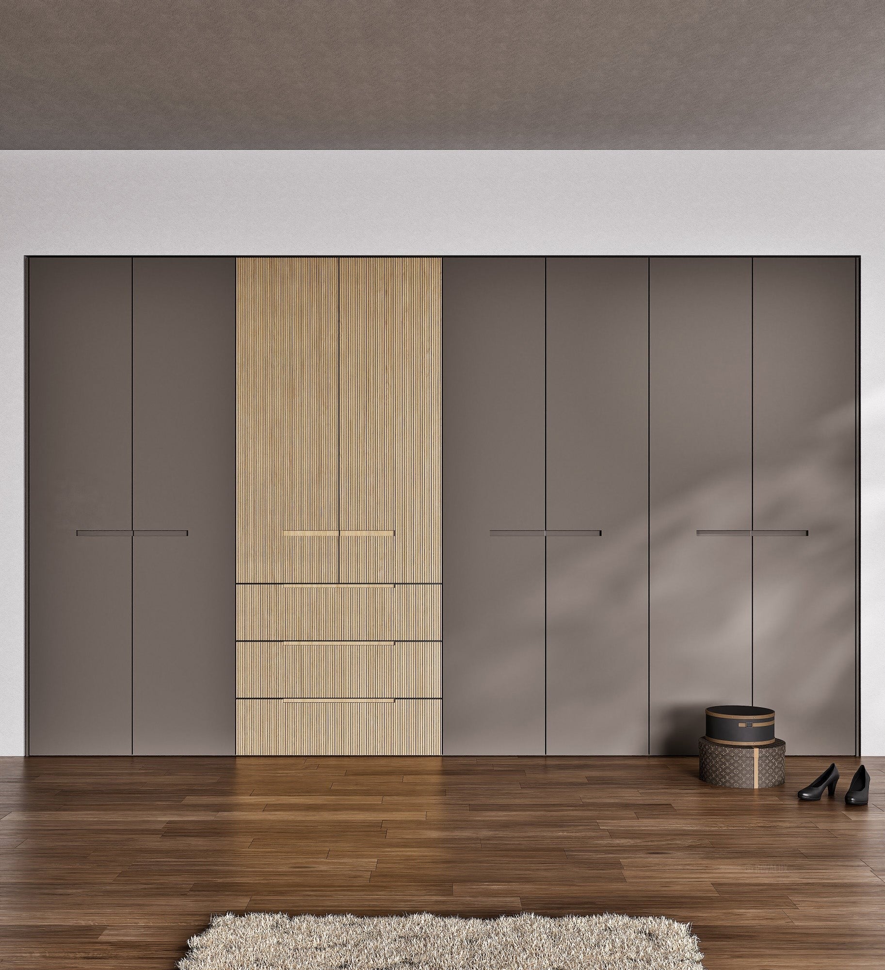 Fluvia Trama - Customizable dressing wardrobe with hinged doors - Rovalux