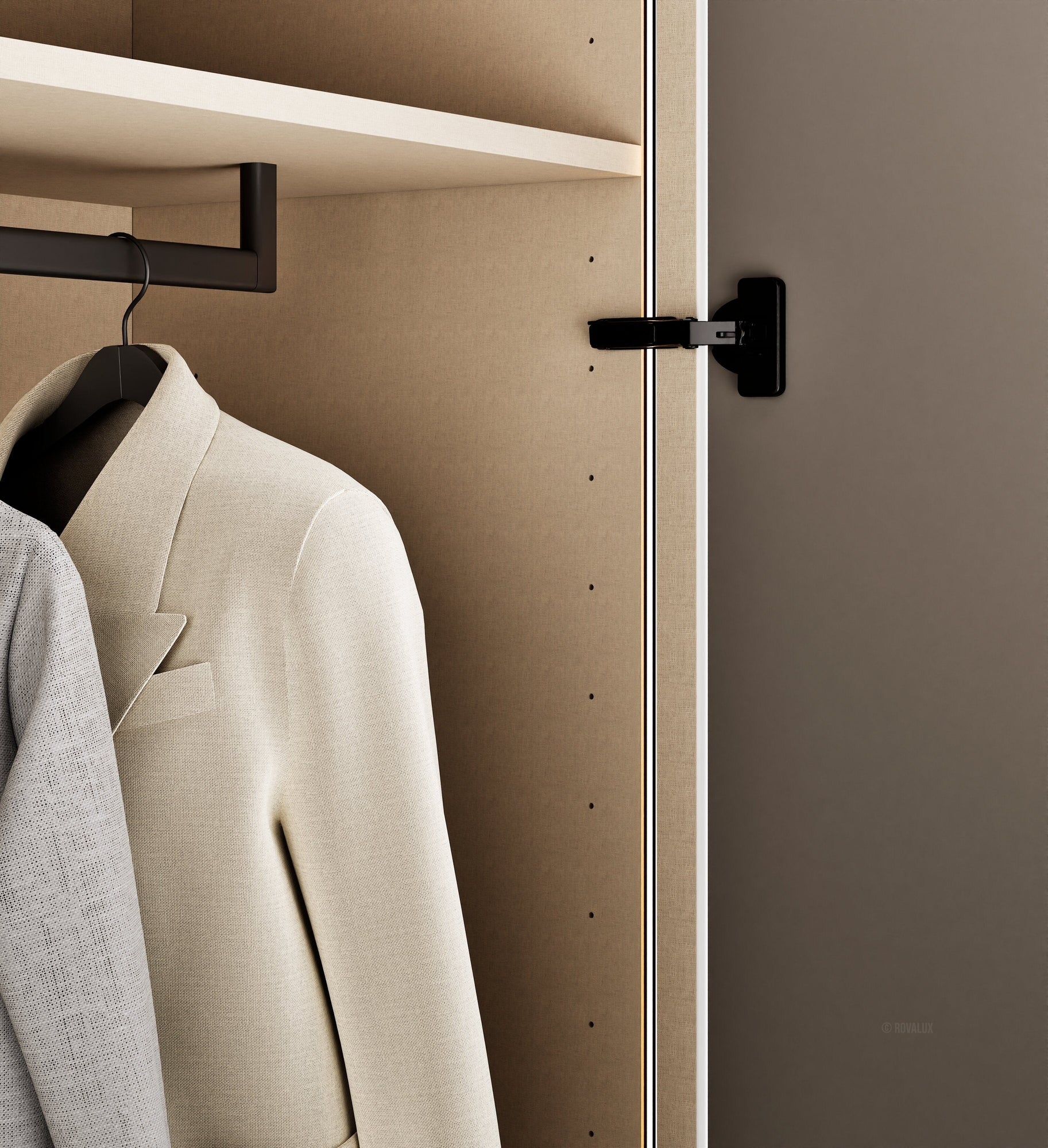 Fluvia Trama - Customizable dressing wardrobe with hinged doors - Rovalux