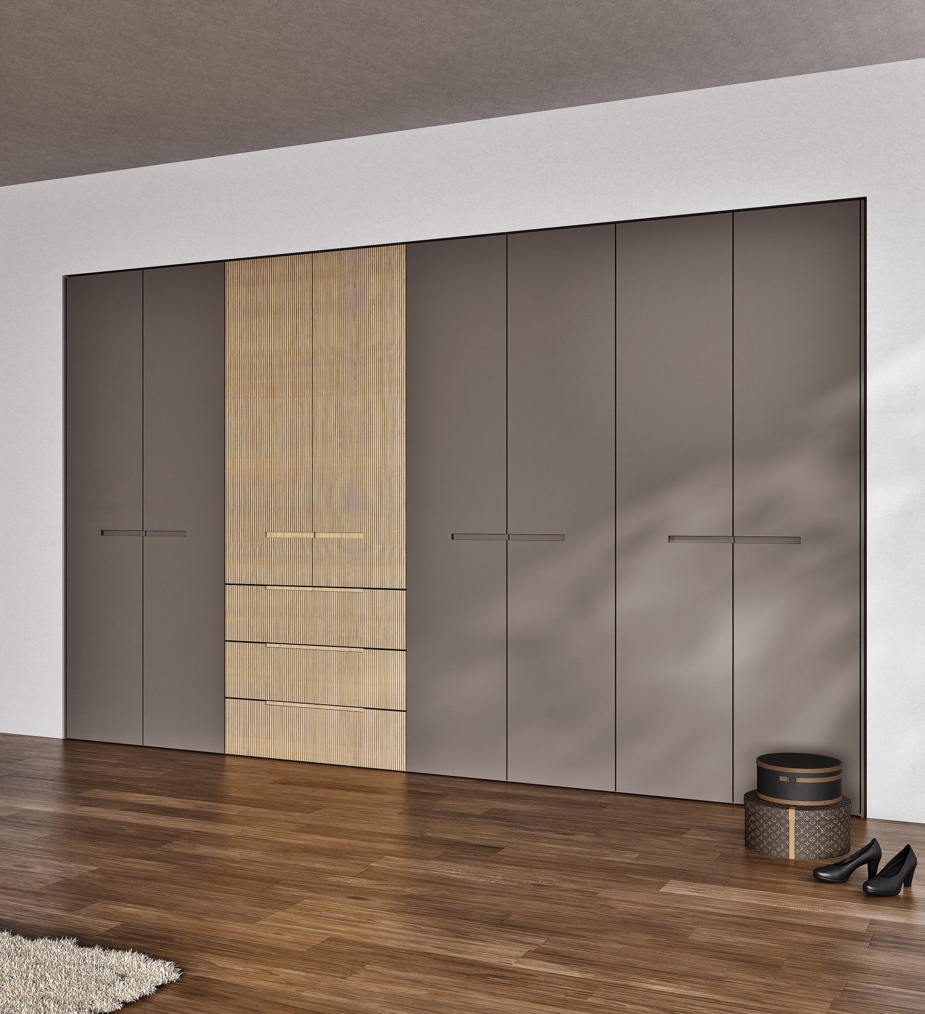 Fluvia Trama - Customizable dressing wardrobe with hinged doors - Rovalux