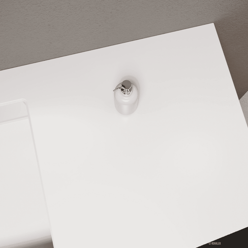 Aurora – Double Corian® Basin Unit with 2 Aligned Drawers, Bottom Shelves, and Feet-Standing Vanity - ROVALUX