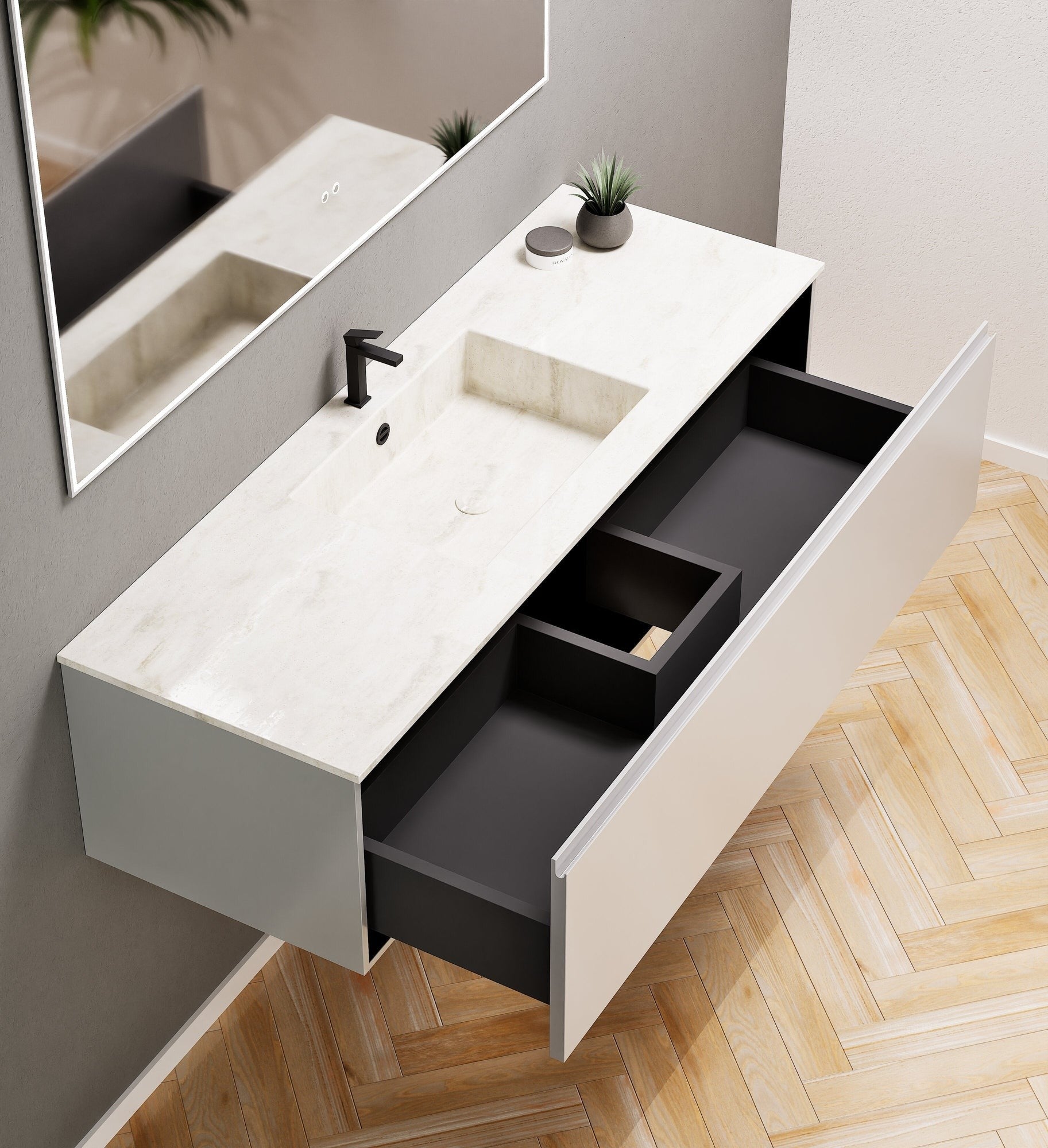 Alba – Corian® Basin Unit with 1 Drawer - Rovalux