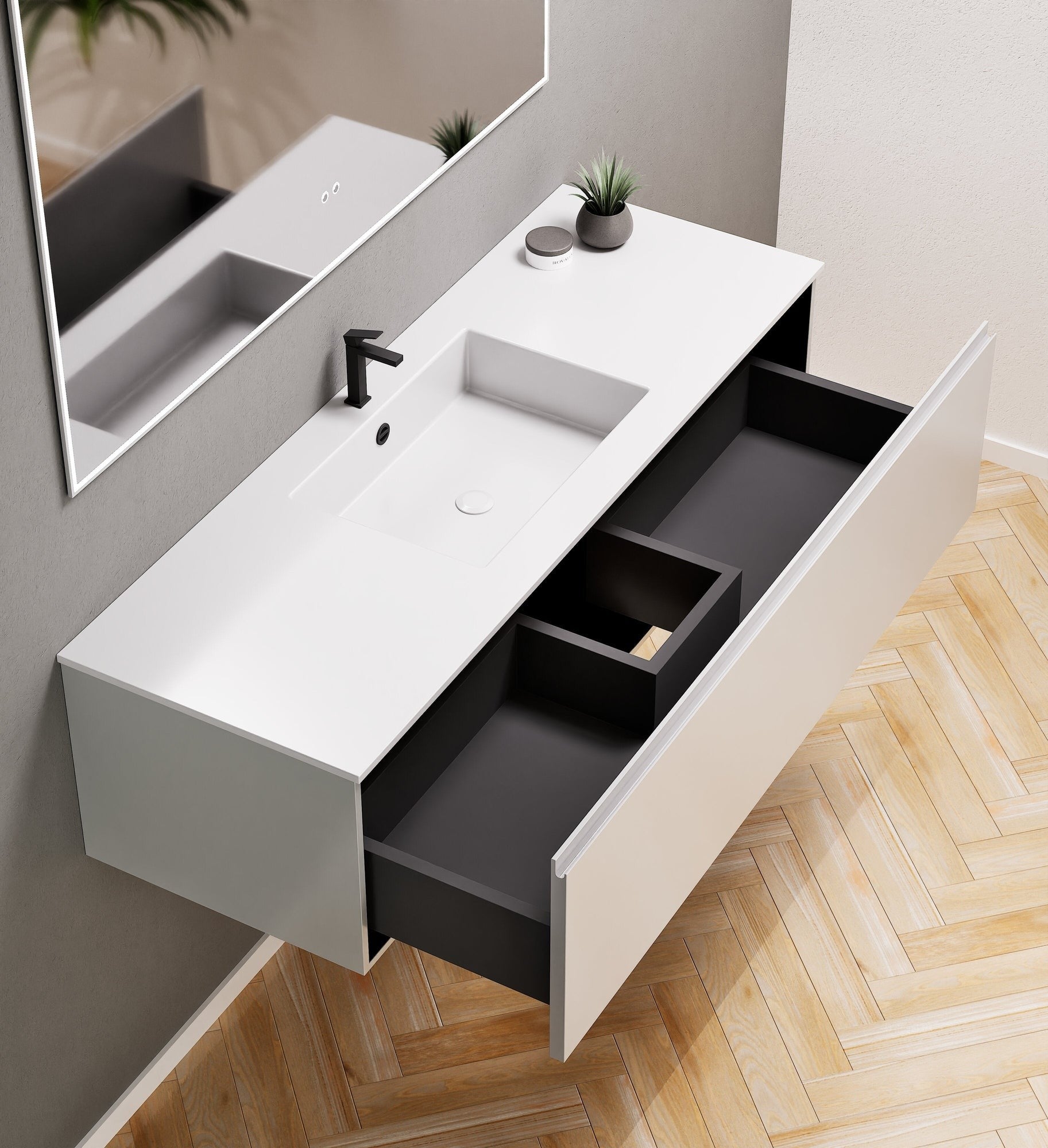 Alba – Corian® Basin Unit with 1 Drawer - Rovalux