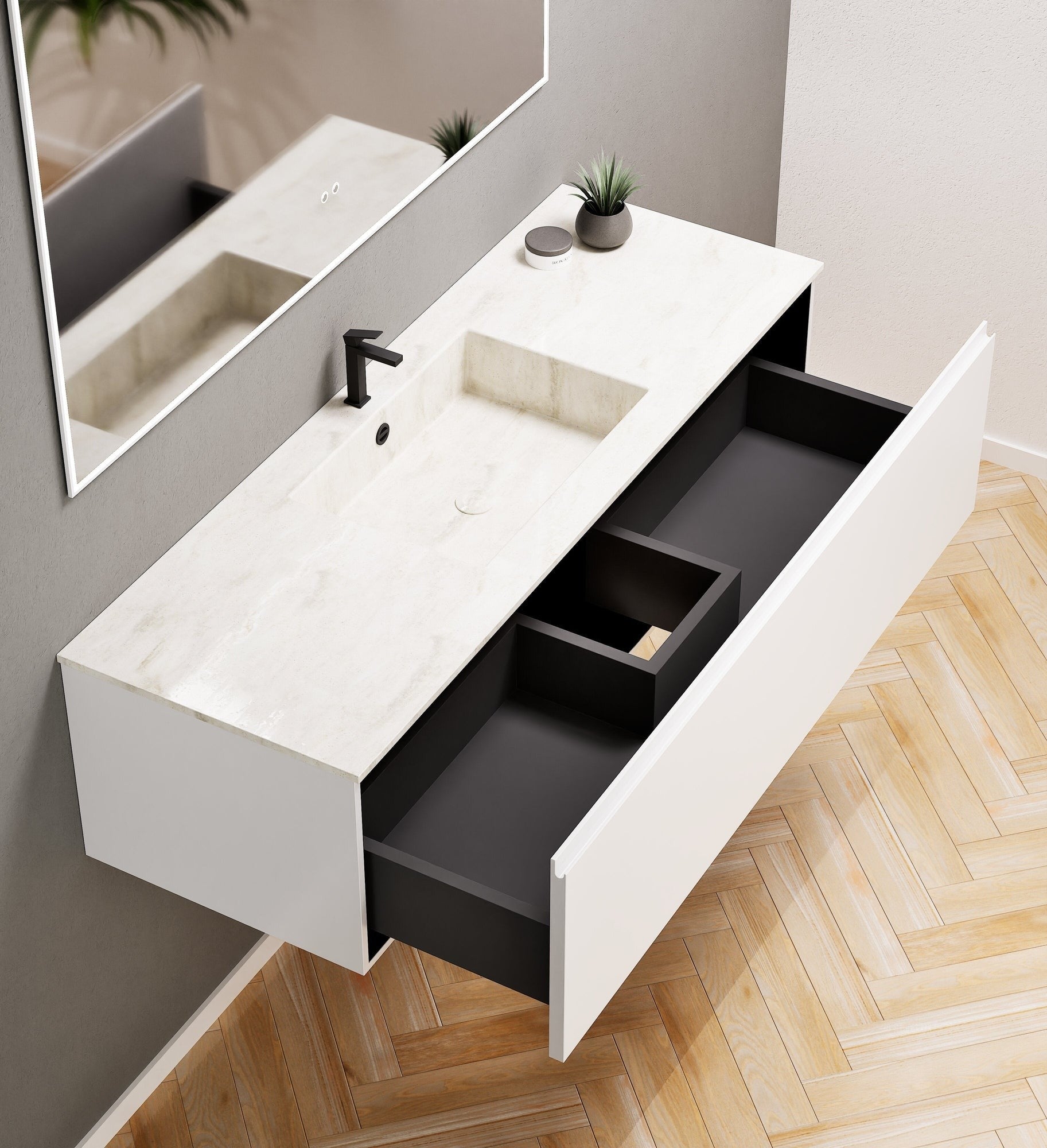 Alba – Corian® Basin Unit with 1 Drawer - Rovalux