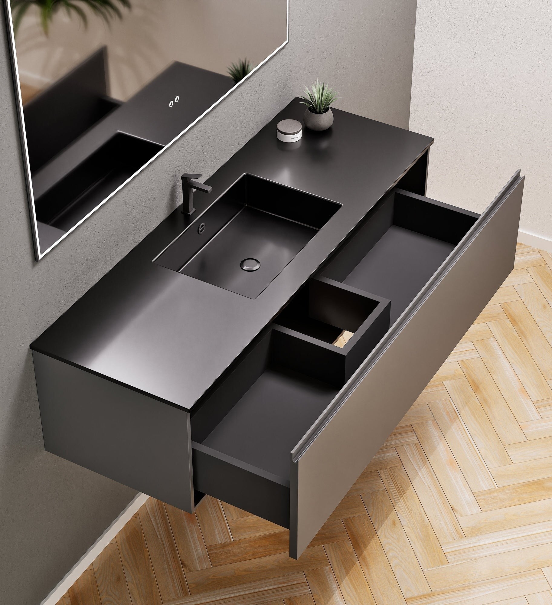 Alba – Corian® Basin Unit with 1 Drawer - Rovalux