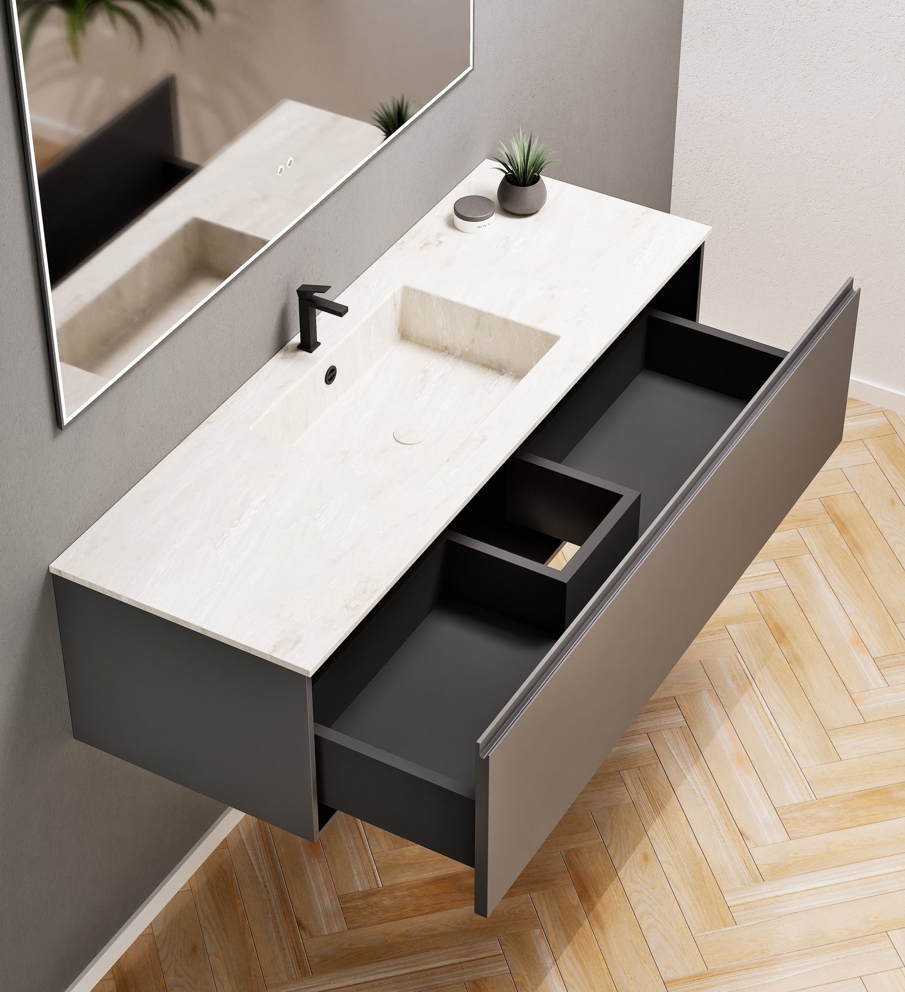 Alba – Corian® Basin Unit with 1 Drawer - Rovalux