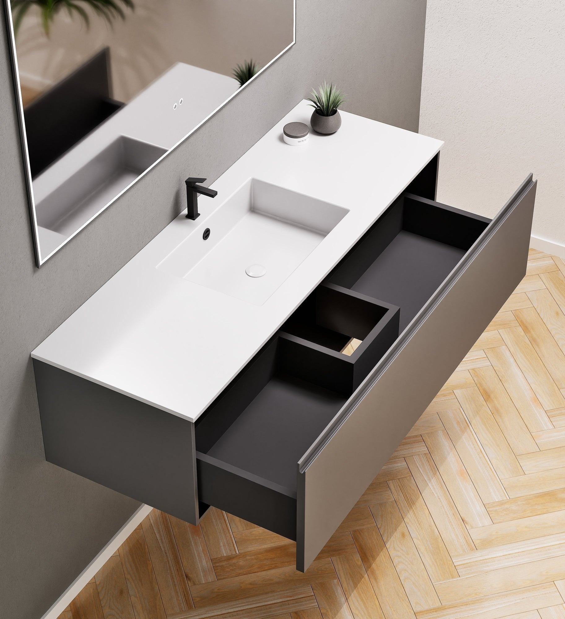 Alba – Corian® Basin Unit with 1 Drawer - Rovalux