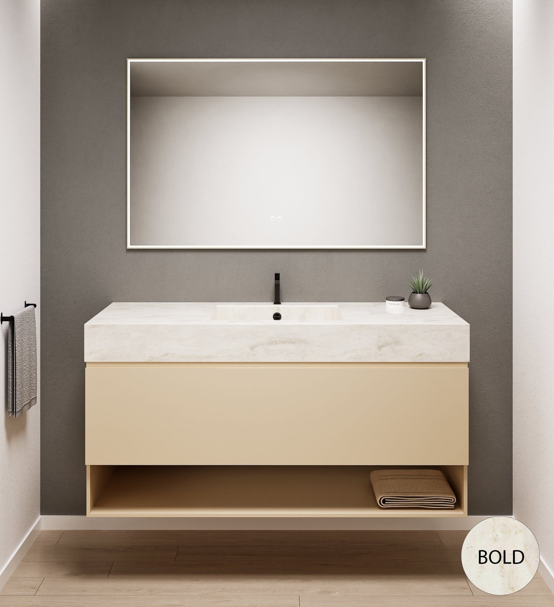 ALBA - Corian® basin unit & 1 Drawer vanity unit 1 Bottom Shelf - Rovalux