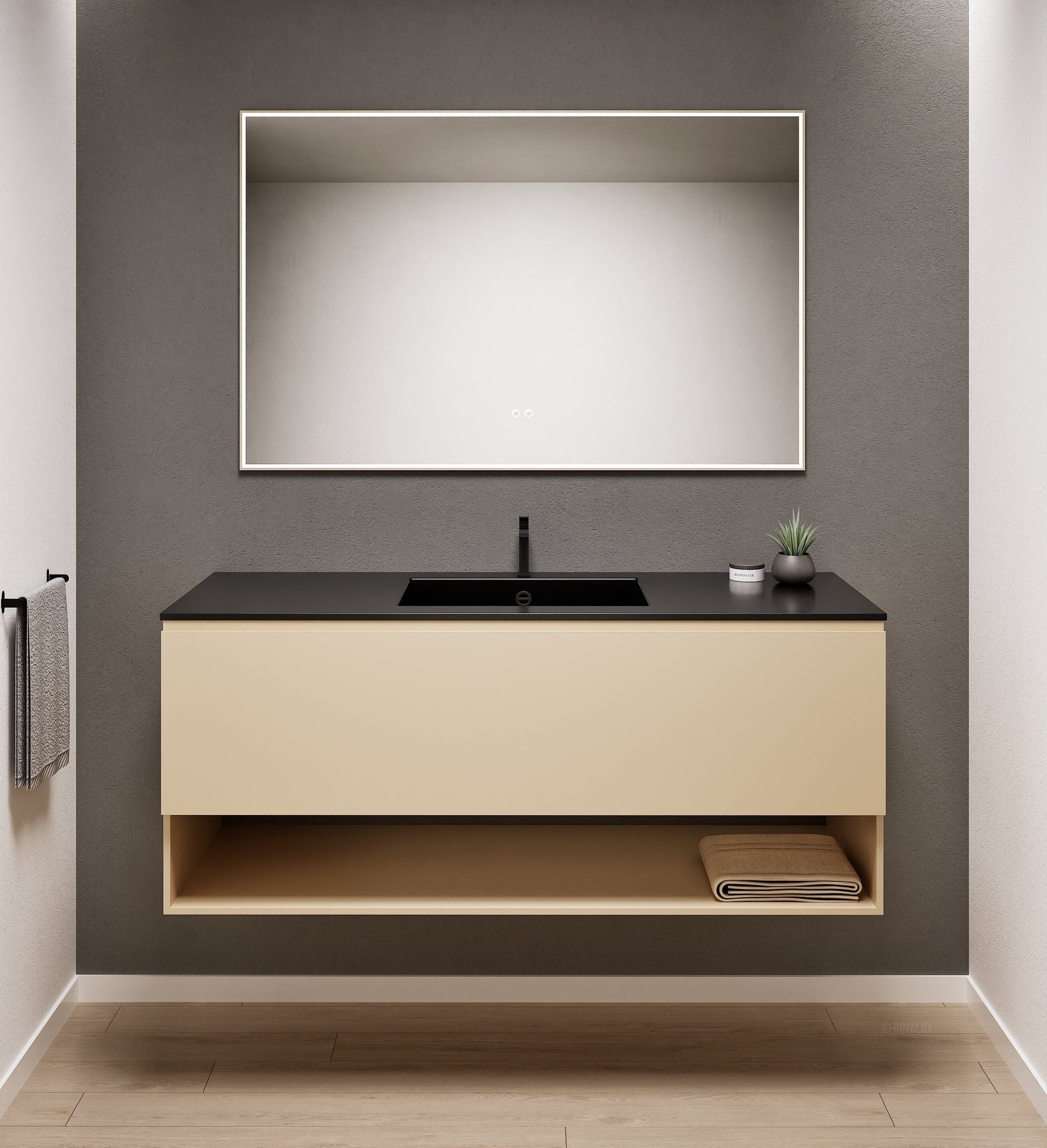 ALBA - Corian® basin unit & 1 Drawer vanity unit 1 Bottom Shelf - Rovalux