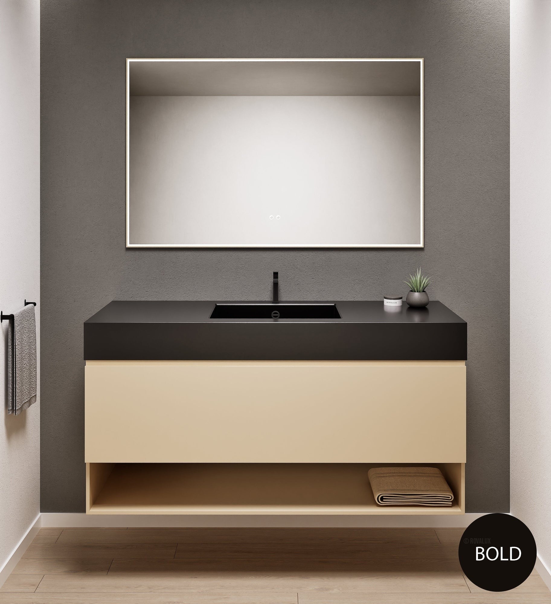 ALBA - Corian® basin unit & 1 Drawer vanity unit 1 Bottom Shelf - Rovalux