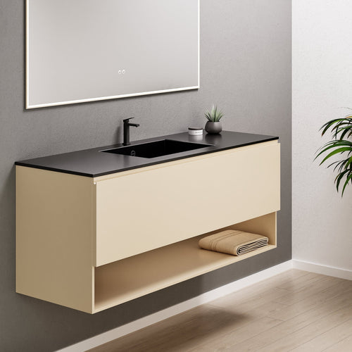 ALBA - Corian® basin unit & 1 Drawer vanity unit 1 Bottom Shelf - Rovalux