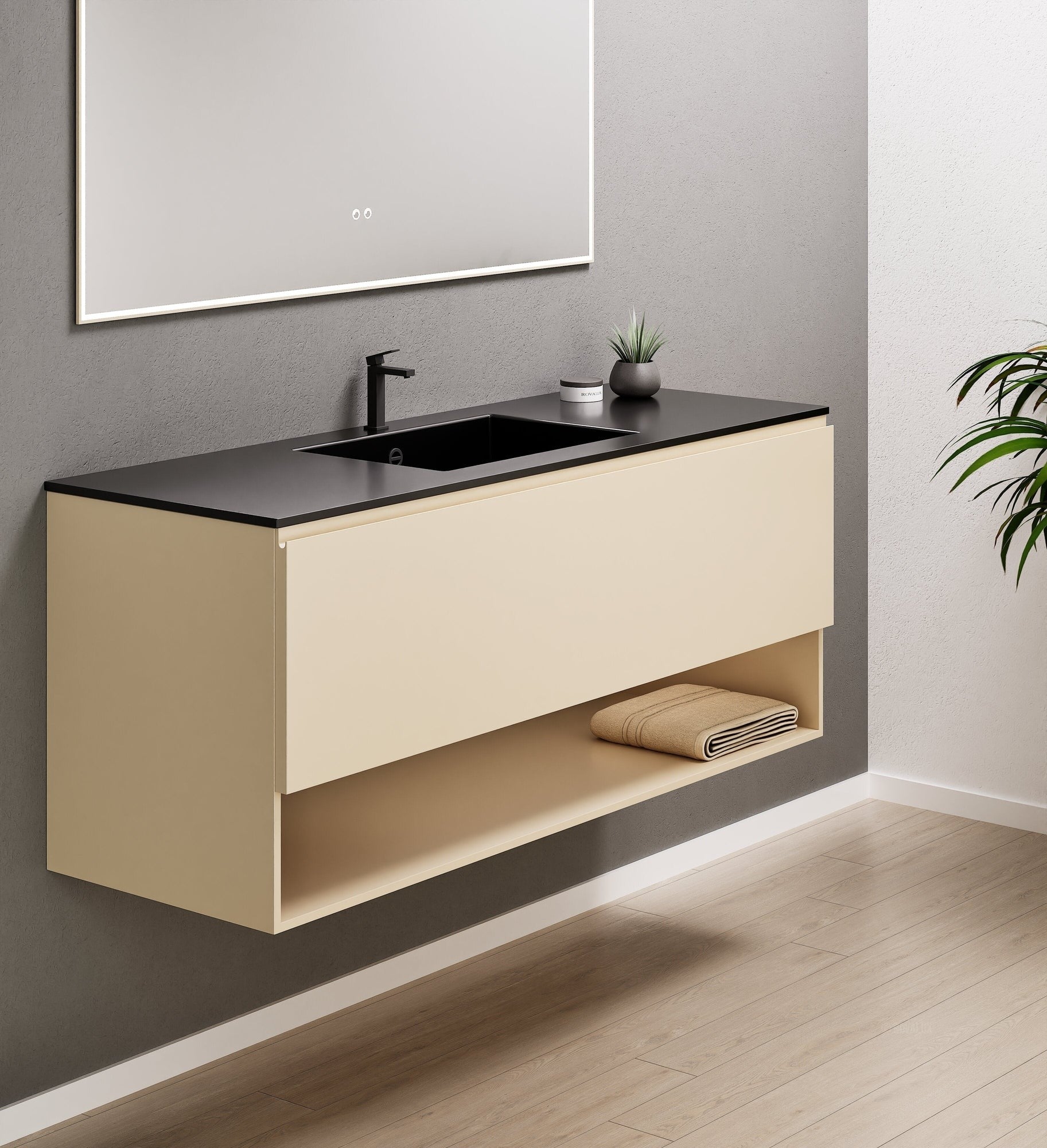 ALBA - Corian® basin unit & 1 Drawer vanity unit 1 Bottom Shelf - Rovalux