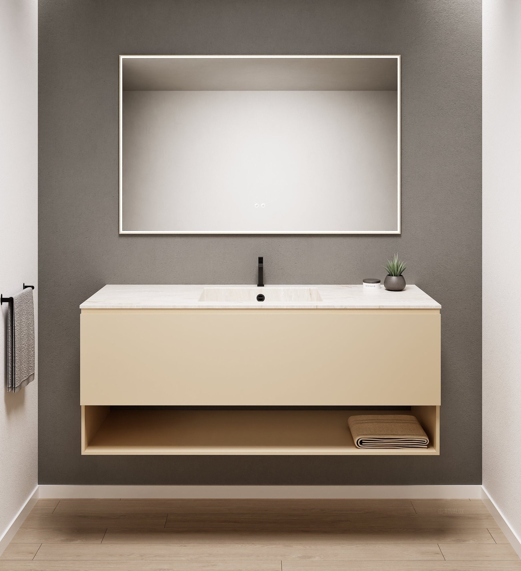 ALBA - Corian® basin unit & 1 Drawer vanity unit 1 Bottom Shelf - Rovalux
