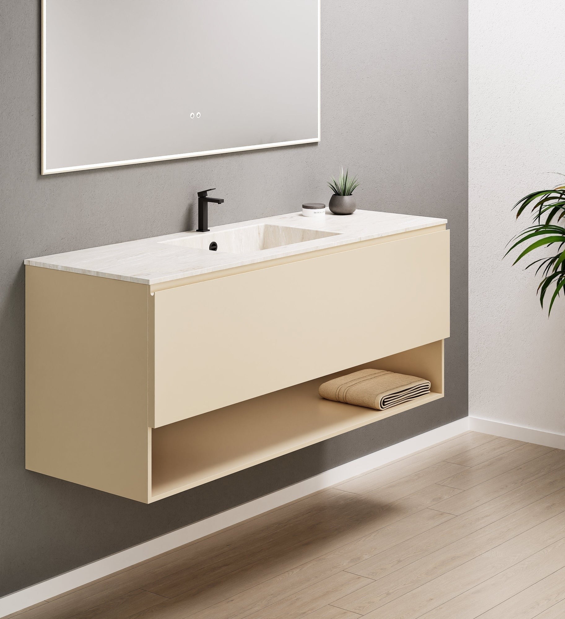 ALBA - Corian® basin unit & 1 Drawer vanity unit 1 Bottom Shelf - Rovalux