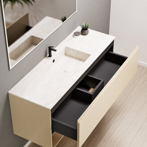 ALBA - Corian® basin unit & 1 Drawer vanity unit 1 Bottom Shelf - Rovalux