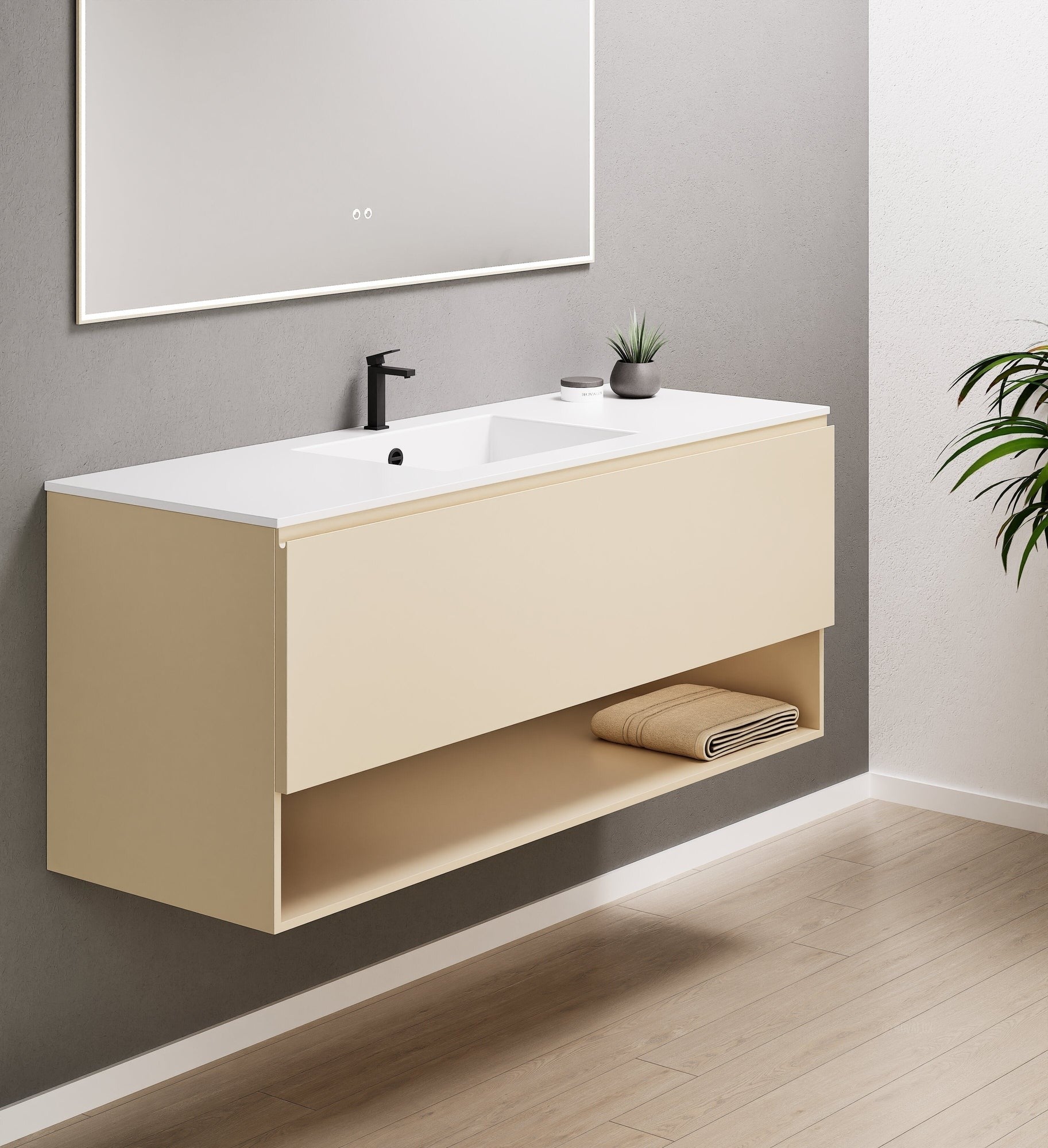 ALBA - Corian® basin unit & 1 Drawer vanity unit 1 Bottom Shelf - Rovalux