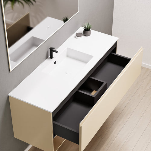 ALBA - Corian® basin unit & 1 Drawer vanity unit 1 Bottom Shelf - Rovalux