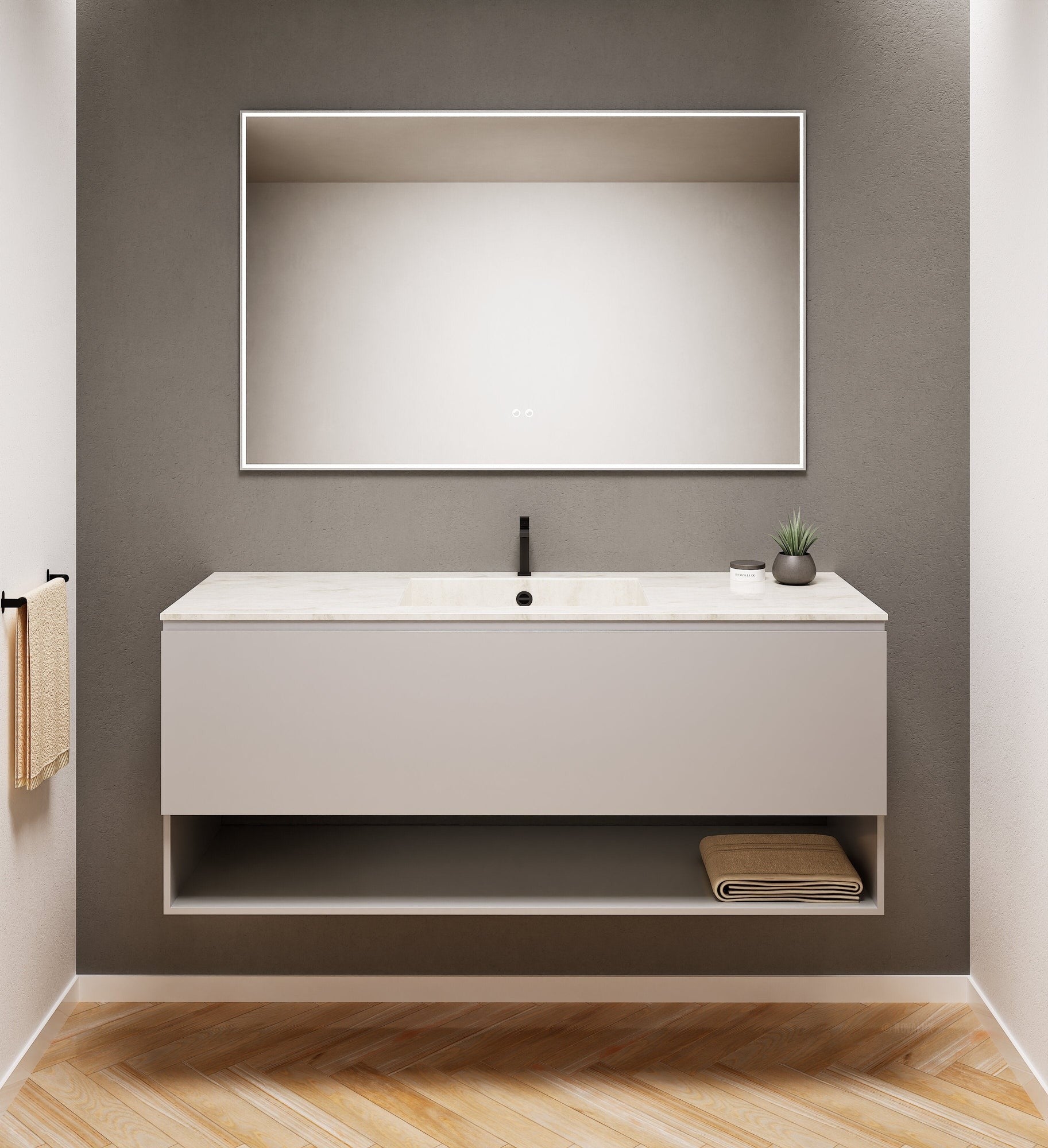 ALBA - Corian® basin unit & 1 Drawer vanity unit 1 Bottom Shelf - Rovalux
