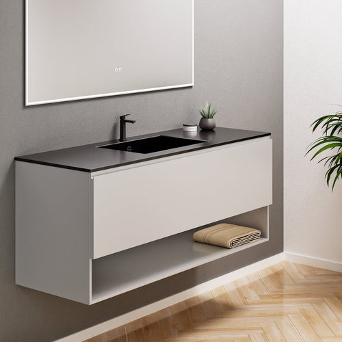 ALBA - Corian® basin unit & 1 Drawer vanity unit 1 Bottom Shelf - Rovalux