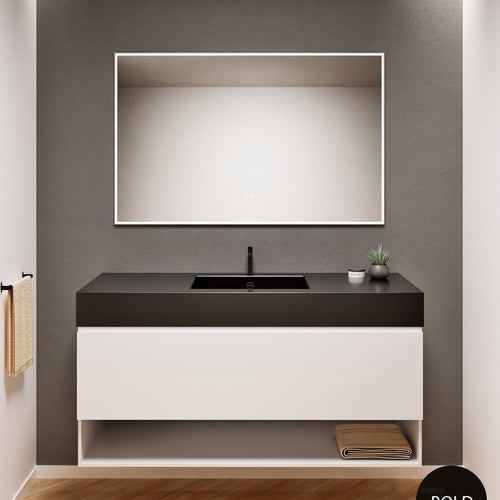 ALBA - Corian® basin unit & 1 Drawer vanity unit 1 Bottom Shelf - Rovalux