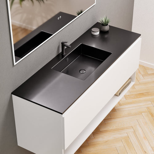 ALBA - Corian® basin unit & 1 Drawer vanity unit 1 Bottom Shelf - Rovalux