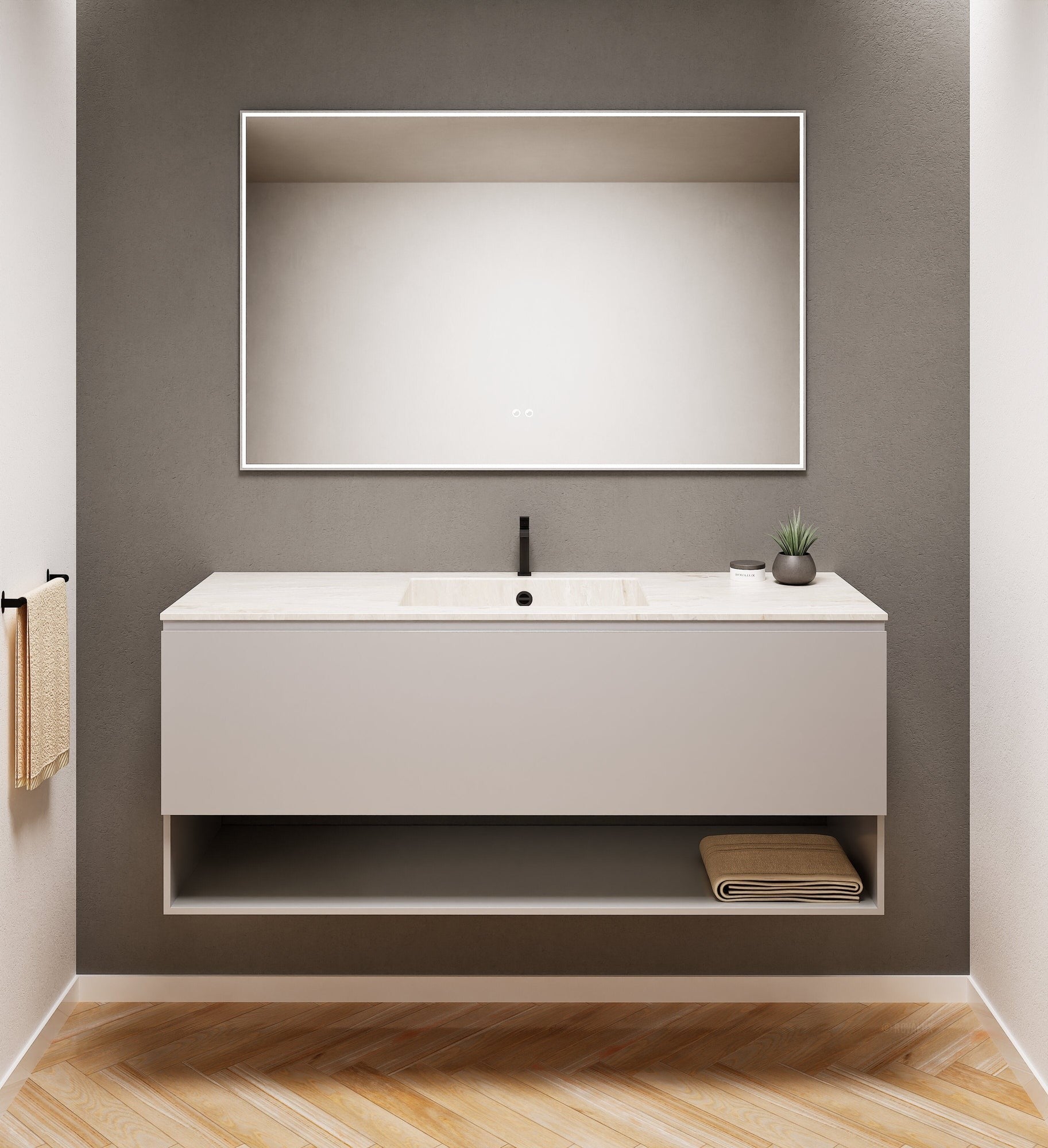ALBA - Corian® basin unit & 1 Drawer vanity unit 1 Bottom Shelf - Rovalux