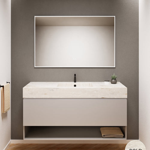 ALBA - Corian® basin unit & 1 Drawer vanity unit 1 Bottom Shelf - Rovalux