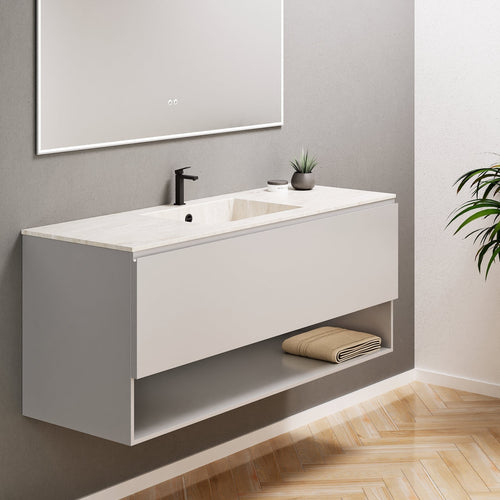 ALBA - Corian® basin unit & 1 Drawer vanity unit 1 Bottom Shelf - Rovalux