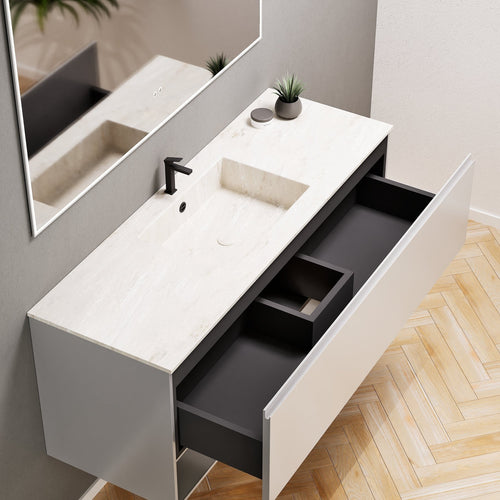 ALBA - Corian® basin unit & 1 Drawer vanity unit 1 Bottom Shelf - Rovalux