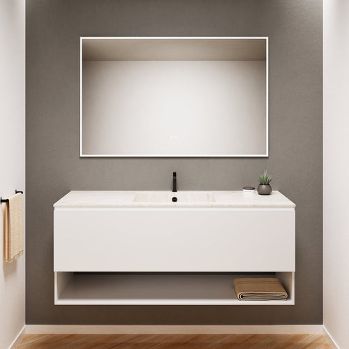 ALBA - Corian® basin unit & 1 Drawer vanity unit 1 Bottom Shelf - Rovalux