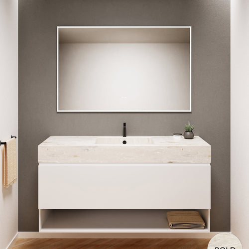 ALBA - Corian® basin unit & 1 Drawer vanity unit 1 Bottom Shelf - Rovalux